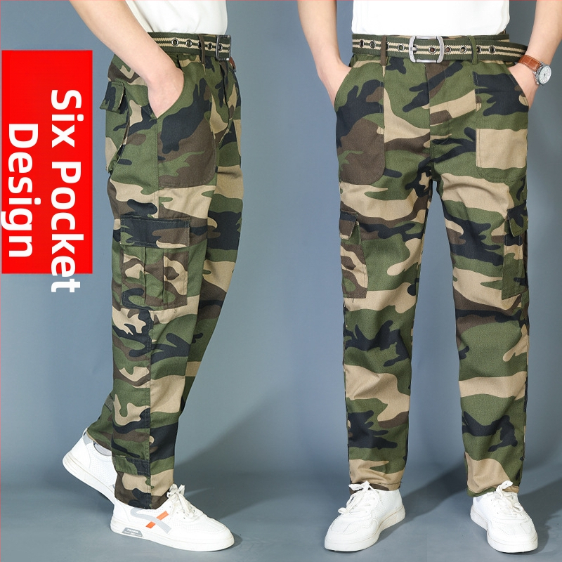 Мъжки камуфлажни работни панталони – свободна кройка, за работа на строителна площадка, износоустойчиви и устойчиви на замърсяване