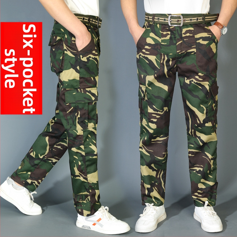 Мъжки камуфлажни работни панталони – свободна кройка, за работа на строителна площадка, износоустойчиви и устойчиви на замърсяване