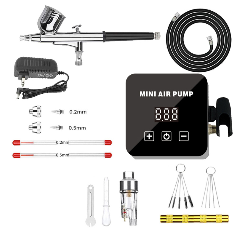 Mali električni četverokutni sprej za njegu noktiju s gradijentnom bojom i model za tetovažu — konstrukcija od aluminija/PMMA/ABS, maksimalni izlazni tlak 25, optimalna udaljenost raspršivanja 50, širina struje 0–100, kompatibilan kapacitet 5cc/7cc/20cc/40