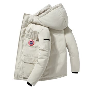 Jachetă de iarnă scurtă pentru muncă, impermeabilă și rezistentă la frig, umplutură din puf de gâscă alb, 86–90% cașmir, grosime, fermoar frontal