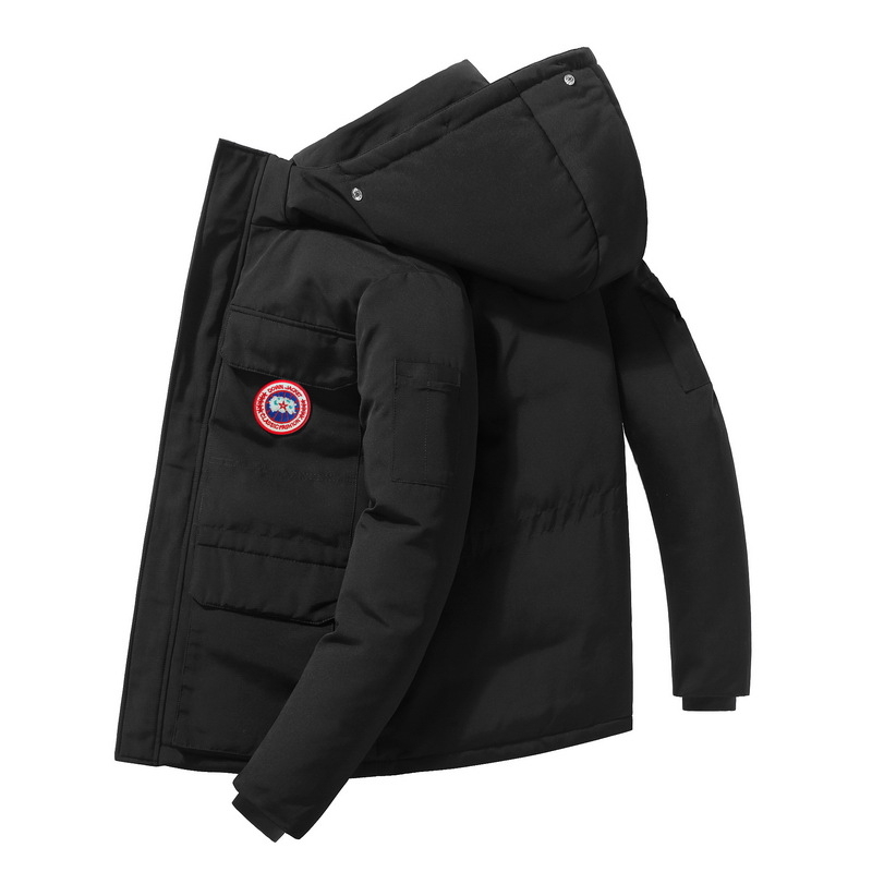 Jachetă de iarnă scurtă pentru muncă, impermeabilă și rezistentă la frig, umplutură din puf de gâscă alb, 86–90% cașmir, grosime, fermoar frontal