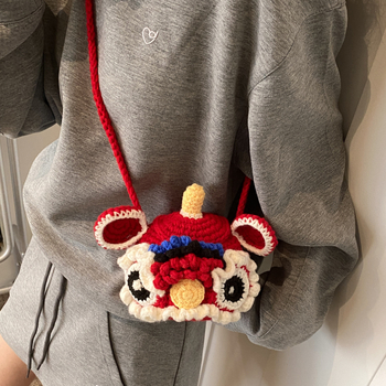 Детска чанта през рамо от вълнена тъкан с капак, памучна подплата, магнитно закопчаване, стил карикатура