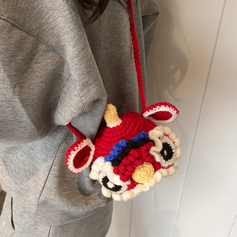 Детска чанта през рамо от вълнена тъкан с капак, памучна подплата, магнитно закопчаване, стил карикатура