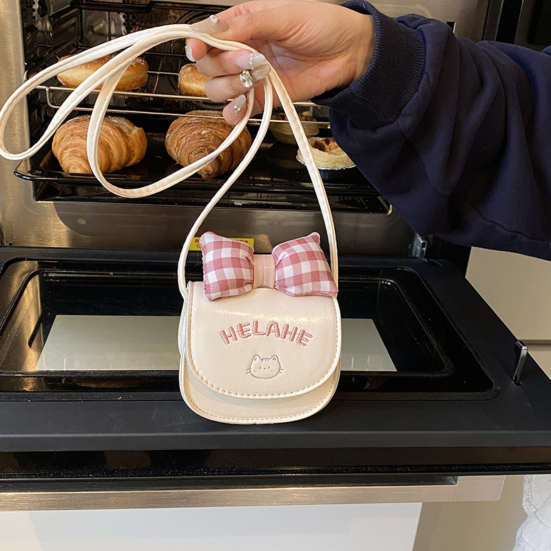 Dječja crossbody torba s mačjim mašnicama, mini princeza torba za djevojčice, PU koža, podstava od poliestera, životinjski uzorak