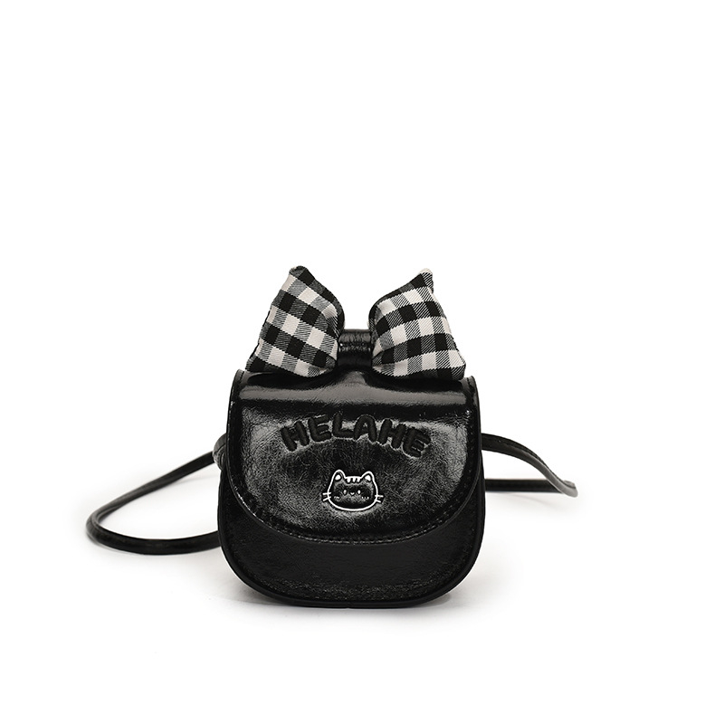 Dječja crossbody torba s mačjim mašnicama, mini princeza torba za djevojčice, PU koža, podstava od poliestera, životinjski uzorak