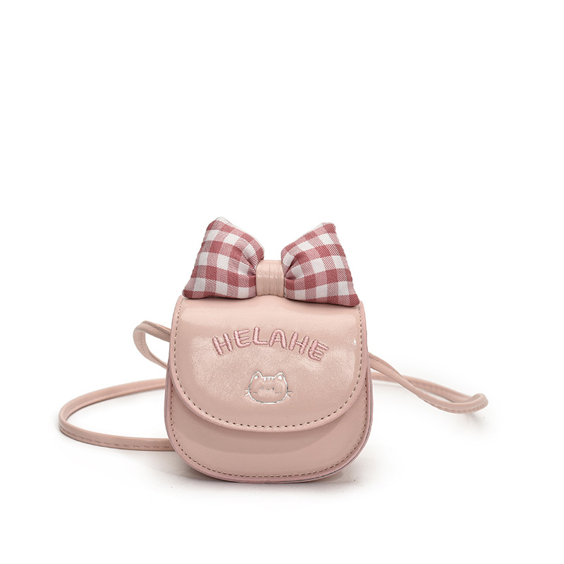 Dječja crossbody torba s mačjim mašnicama, mini princeza torba za djevojčice, PU koža, podstava od poliestera, životinjski uzorak