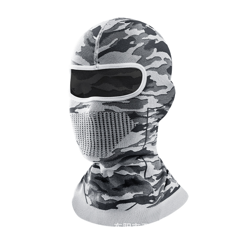 Kamuflážs mintás kötött kapucnival ellátott kerékpáros maszk, nylon anyagból, kültéri használatra, uniszex, kerékpározás, motorkerékpározás, horgászat, hegymászás és síelés
