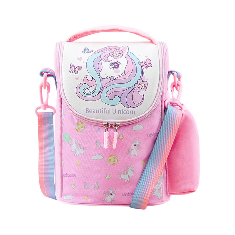 Geantă termică pentru prânz, unisex, pentru școala primară, cu curea de umăr, din Oxford, impermeabilă și etanșă, model unicorn desen animat