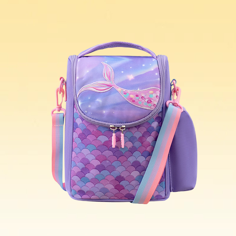 Geantă termică pentru prânz, unisex, pentru școala primară, cu curea de umăr, din Oxford, impermeabilă și etanșă, model unicorn desen animat