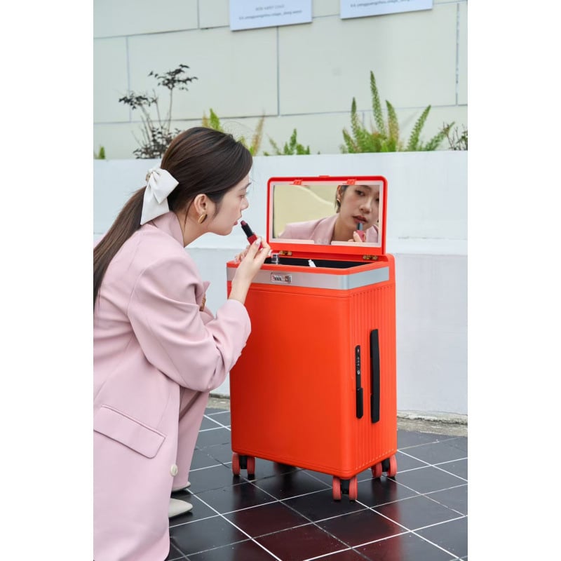 Valiză PC rigidă cu 360° roți, lacăt TSA cu parolă, port USB pentru încărcare, deschidere frontală și laterală, potrivită pentru bagaj de mână