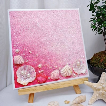 Set DIY pentru pictură texturată cu coajă de perlă, acrilic și nisip de cuarț — fără ramă — artă decorativă modern minimalistă pentru sufragerie, dormitor sau birou