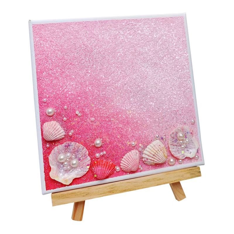 Set DIY pentru pictură texturată cu coajă de perlă, acrilic și nisip de cuarț — fără ramă — artă decorativă modern minimalistă pentru sufragerie, dormitor sau birou