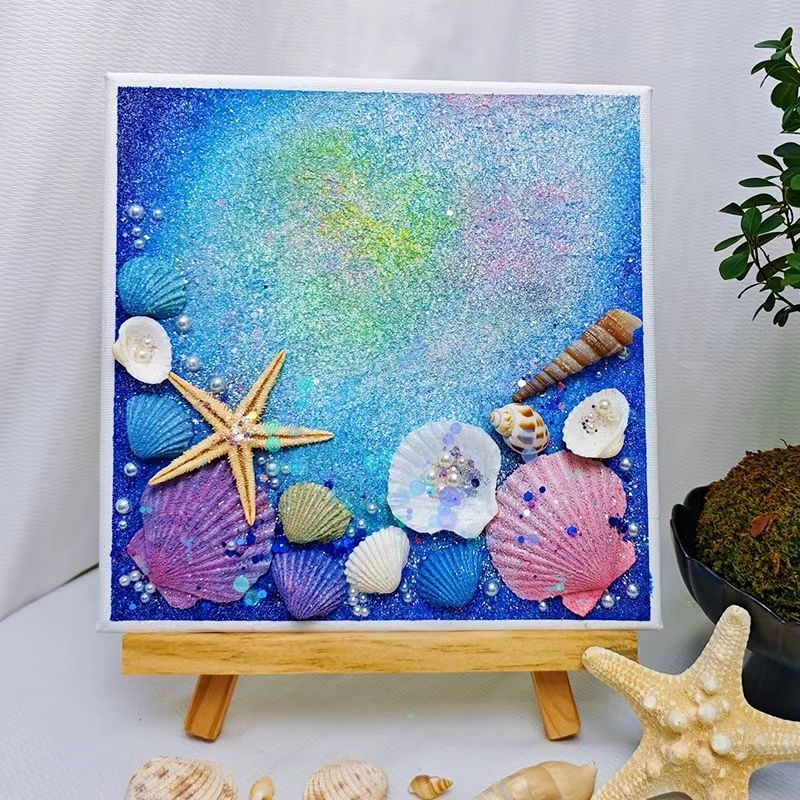 Set DIY pentru pictură texturată cu coajă de perlă, acrilic și nisip de cuarț — fără ramă — artă decorativă modern minimalistă pentru sufragerie, dormitor sau birou