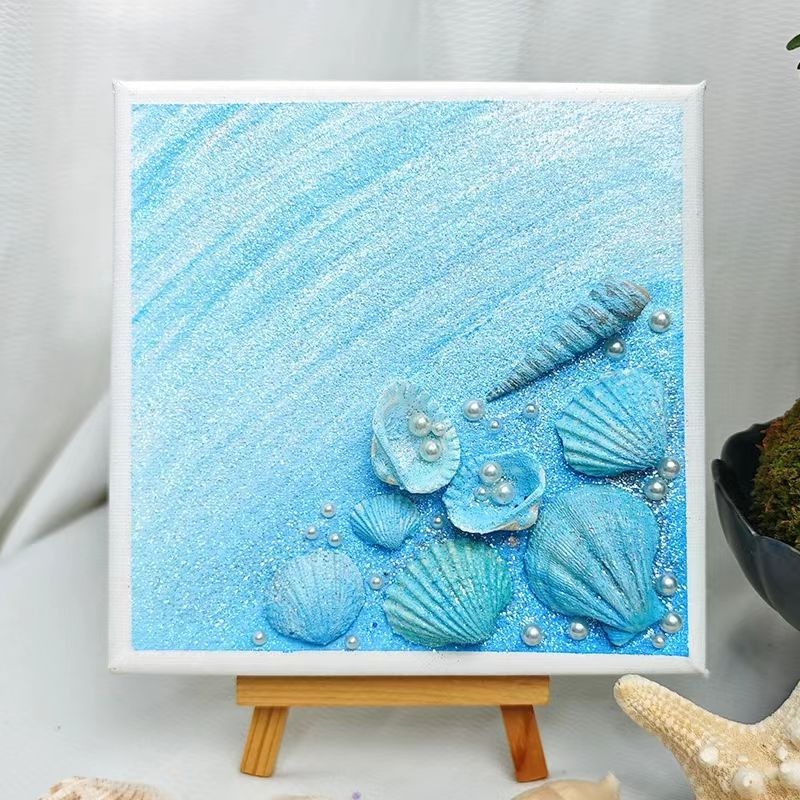 Set DIY pentru pictură texturată cu coajă de perlă, acrilic și nisip de cuarț — fără ramă — artă decorativă modern minimalistă pentru sufragerie, dormitor sau birou