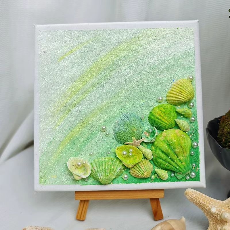 Set DIY pentru pictură texturată cu coajă de perlă, acrilic și nisip de cuarț — fără ramă — artă decorativă modern minimalistă pentru sufragerie, dormitor sau birou