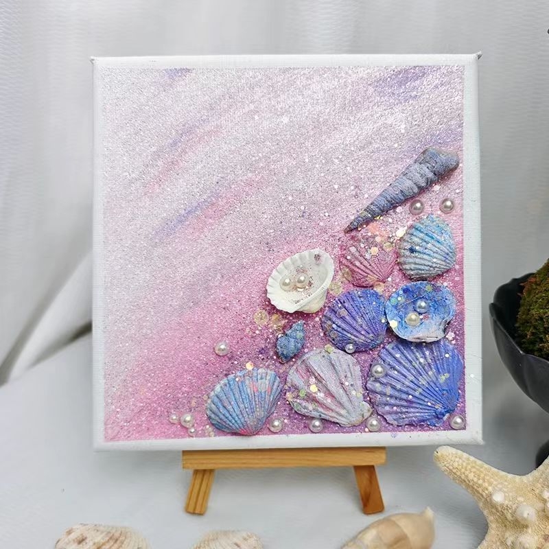 Set DIY pentru pictură texturată cu coajă de perlă, acrilic și nisip de cuarț — fără ramă — artă decorativă modern minimalistă pentru sufragerie, dormitor sau birou