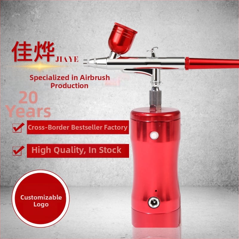 Портативен електрически аерограф с кислороден инжектор — комплект за боядисване и нейл арт; вход за въздуха: 1/8 инча резба; работно налягане: 25 psi; метод на подаване: гравитационен; горно зареждане
