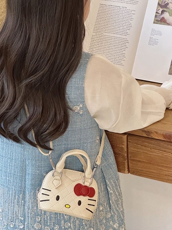 Dječja torbica preko ramena s mačjim motívom, PU+denim, vodootporna, unutarnja podstava od poliestera, anime karikature uzorak