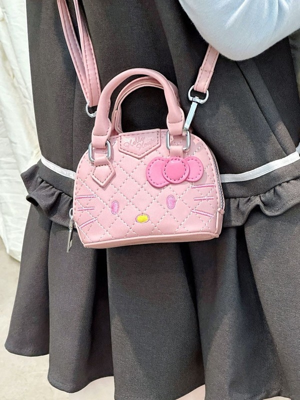 Dječja torbica preko ramena s mačjim motívom, PU+denim, vodootporna, unutarnja podstava od poliestera, anime karikature uzorak