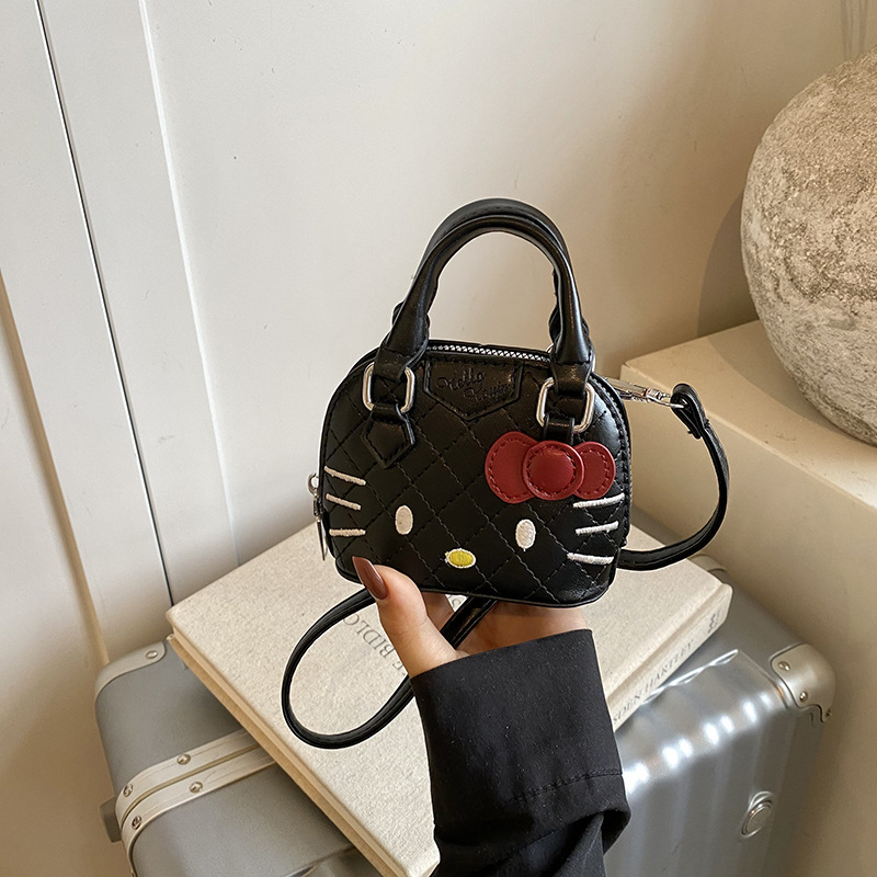 Dječja torbica preko ramena s mačjim motívom, PU+denim, vodootporna, unutarnja podstava od poliestera, anime karikature uzorak