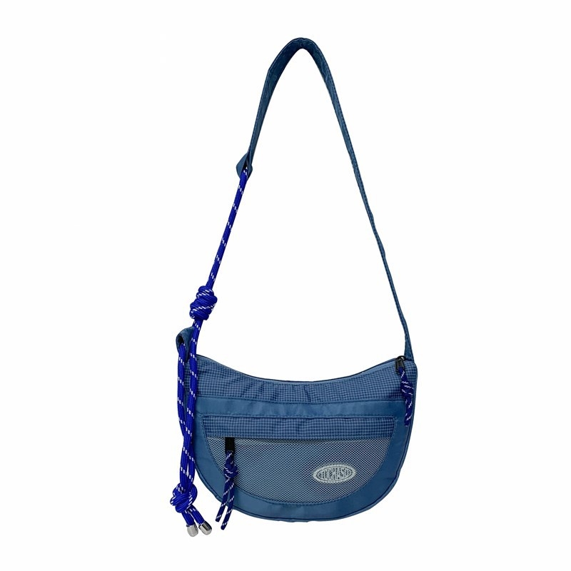 Dječja nylon Crossbody torba – unisex, za vrtić, polukružnog oblika dumpling stila, šavni uzorak, podstava od poliestera, svakodnevna uporaba, proljeće 2025