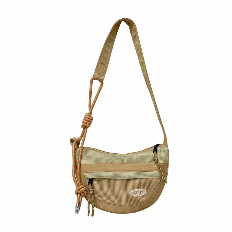 Dječja nylon Crossbody torba – unisex, za vrtić, polukružnog oblika dumpling stila, šavni uzorak, podstava od poliestera, svakodnevna uporaba, proljeće 2025