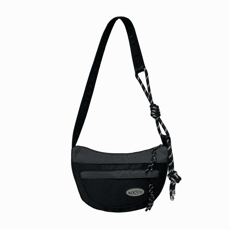 Dječja nylon Crossbody torba – unisex, za vrtić, polukružnog oblika dumpling stila, šavni uzorak, podstava od poliestera, svakodnevna uporaba, proljeće 2025