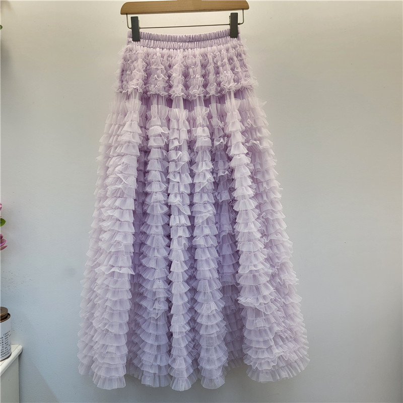 Torta suknja s višeslojnim tylom, duga, mrežasti materijal, poliester 30-50%