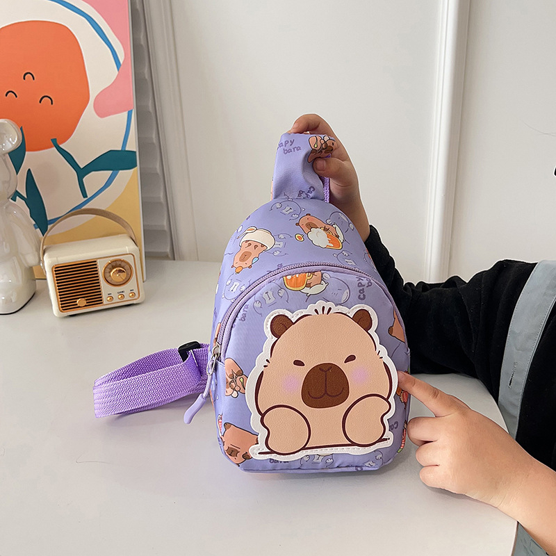 Dječja torba preko ramena s capibara anime uzorkom, najlon, unisex, predškolska dob, proljeće 2025