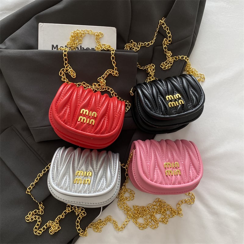 Dječja torbica preko tijela s novčanikom, plisirani dizajn, korejskog stila s motivom slova, PU materijal, podstava poliester-pamuk