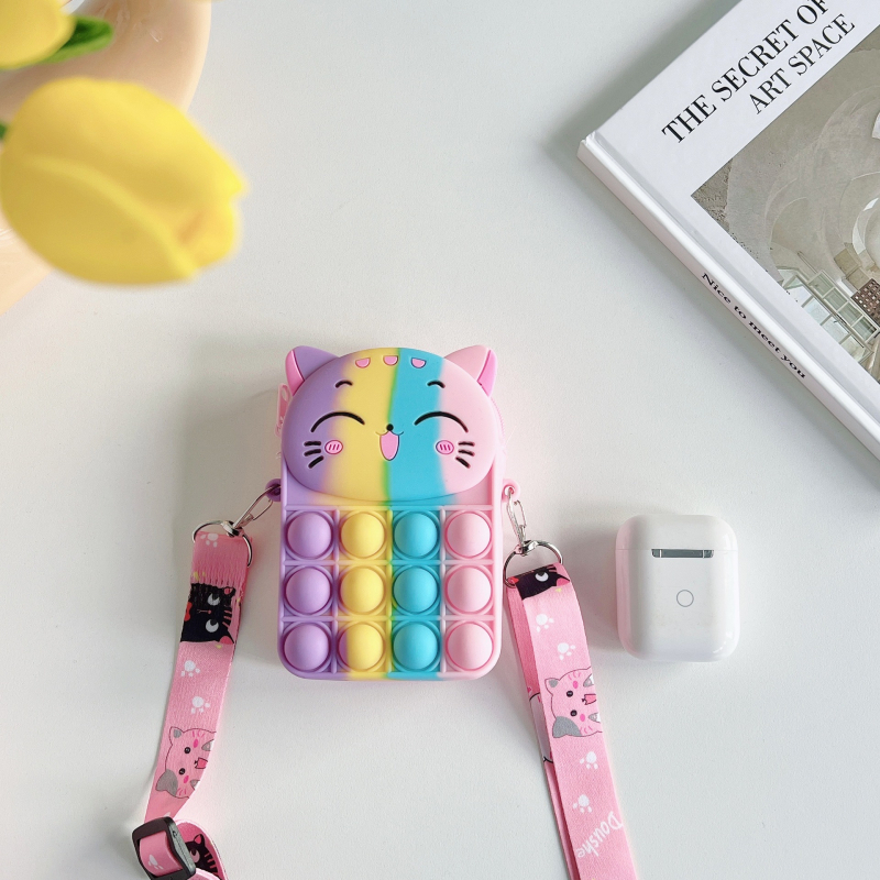 Dječja silikon torbica sa crossbody remenom, slatki crtani dizajn, novčanik s 1 preklopom