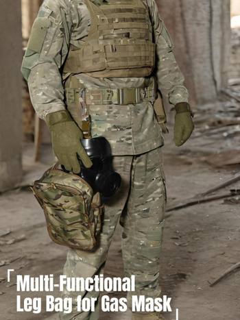 Чанта за газова маска на крак с разширяемо отделение, тактическа жилетка и раница, камуфляж
