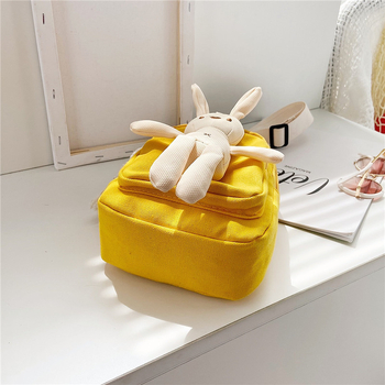 Dječja platnena crossbody torba s motivom zeko, zatvarač, pretinac za mobitel, jedna naramenica