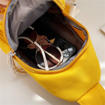 Dječja platnena crossbody torba s motivom zeko, zatvarač, pretinac za mobitel, jedna naramenica