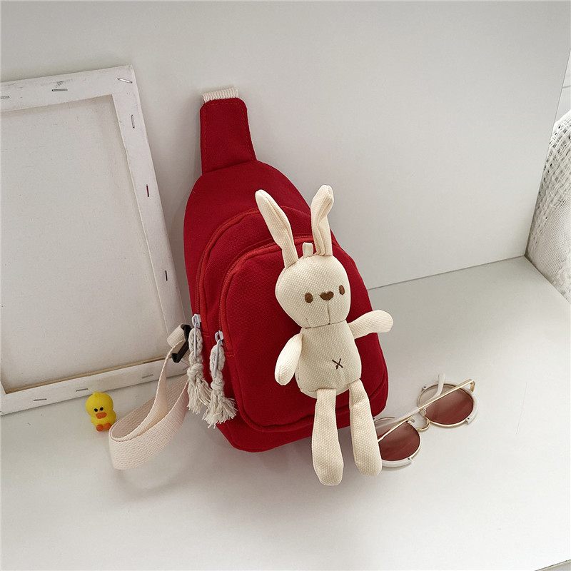 Dječja platnena crossbody torba s motivom zeko, zatvarač, pretinac za mobitel, jedna naramenica