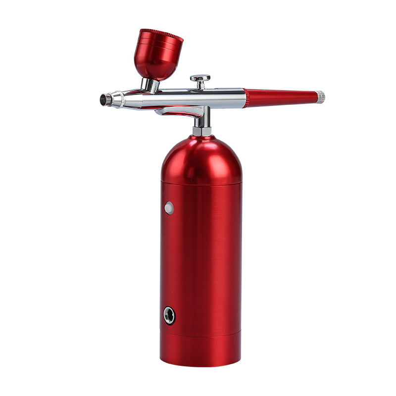 Elektronikus légspray készlet akrilfestékekhez – modellezéshez, manikűrhöz és DIY színezéshez; maximális nyomás 0,15 MPa; áramlás 6; permetezési távolság 20–500 mm; permetező szélesség 10–50 mm; anyag: alumínium és réz.