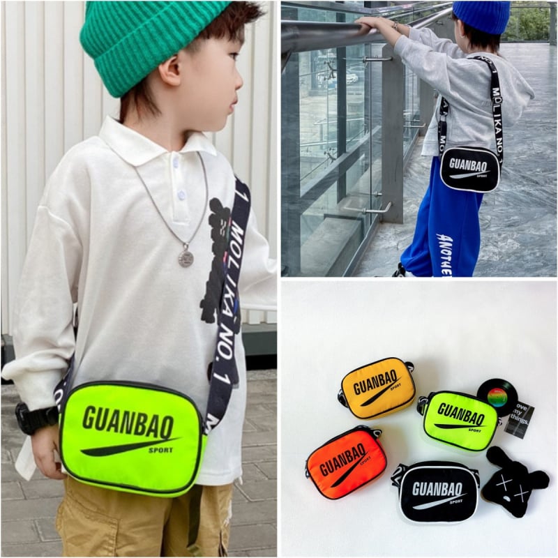 Geantă de umăr pentru copii cu logo de litere – design crossbody jucăuș, culoare solidă (Material: Nylon; Captușeală: Poliester; Vârstă potrivită: Grădiniță; Stil: Drăguț; Model: Culoare solidă)