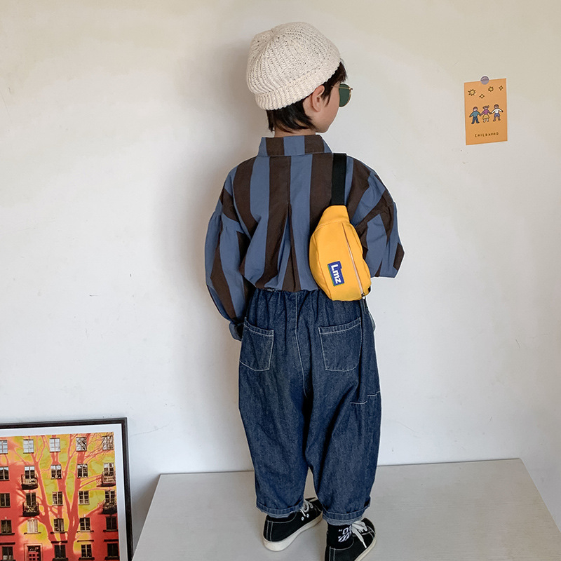 Dječja torba preko ramena u korejskom stilu s uzorkom slova, vanjski najlonski materijal, unutarnja poliester podrška, unisex, moderan urbano stil
