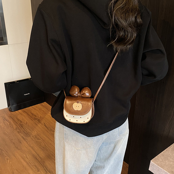 Dječja crossbody torba s dizajnom jabuke mašne, PU materijal, street style, zaštita kralježnice, pogodno za osnovnu školu
