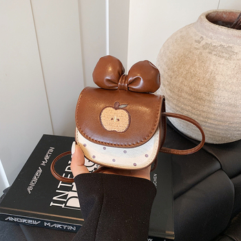 Dječja crossbody torba s dizajnom jabuke mašne, PU materijal, street style, zaštita kralježnice, pogodno za osnovnu školu