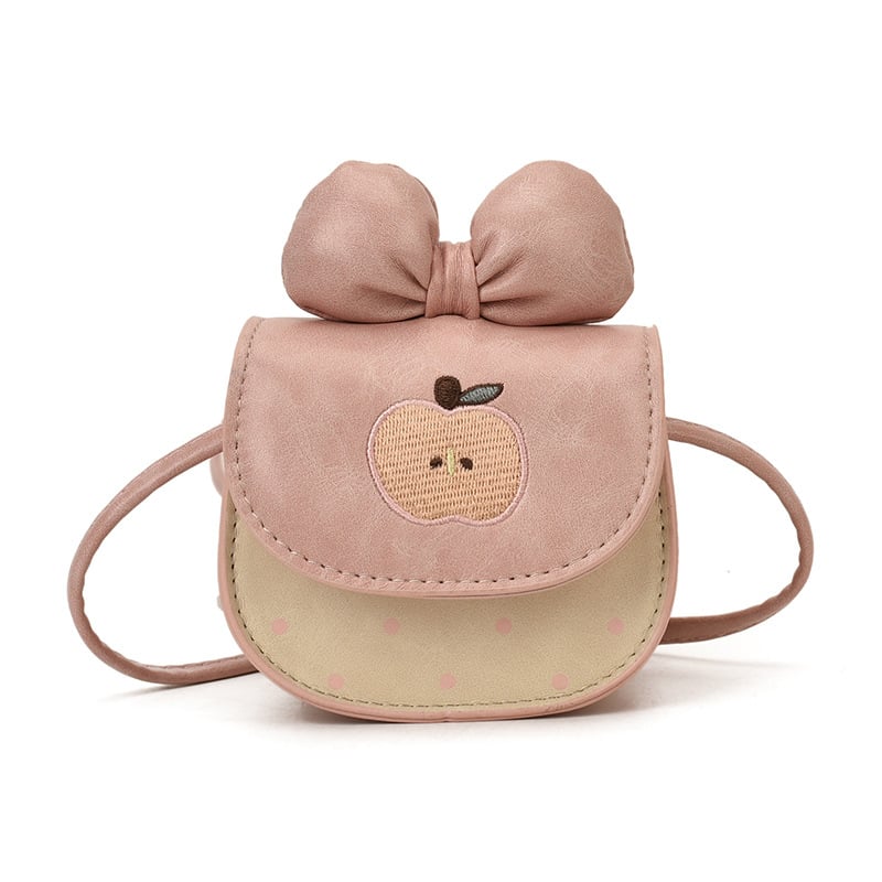 Dječja crossbody torba s dizajnom jabuke mašne, PU materijal, street style, zaštita kralježnice, pogodno za osnovnu školu