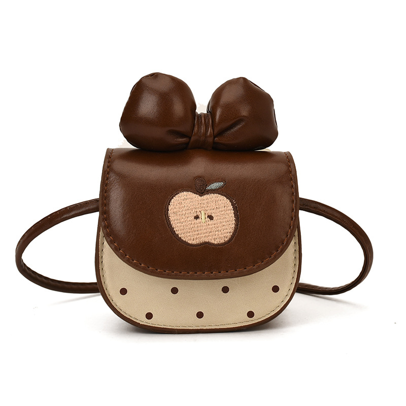 Dječja crossbody torba s dizajnom jabuke mašne, PU materijal, street style, zaštita kralježnice, pogodno za osnovnu školu