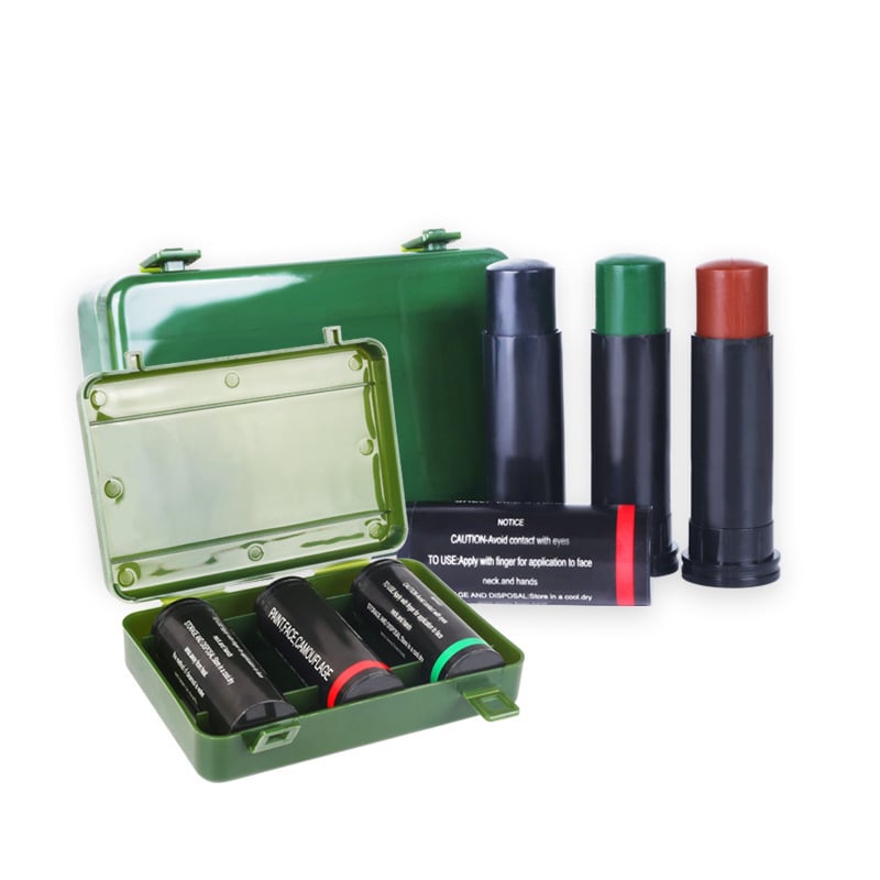 Qixi комплект за боядисване на тяло и лице – восък, вазелин и бяло масло; 3 части в кутия; за външни полеви приложения