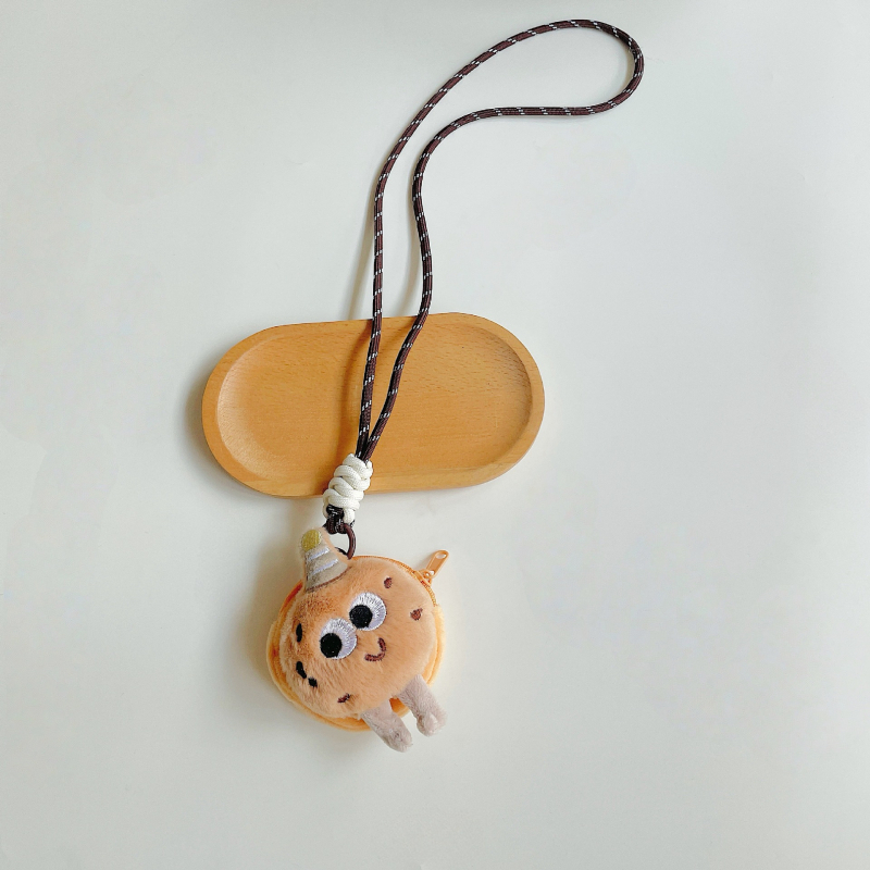 Dječja torbica za nošenje oko vrata s plišanim dizajnom keksa — unisex, za predškolsko doba, bez podstave, za pohranu, izlazi jeseni 2025