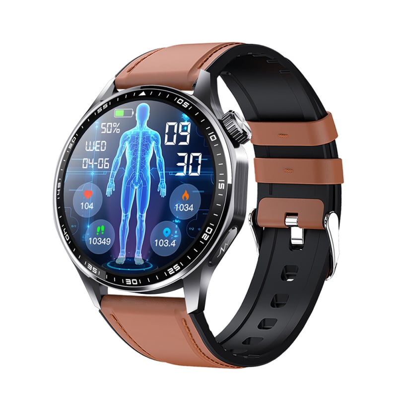 F210 Pametni sat s kružnim zaslonom – praćenje otkucaja srca, sna, krvnog tlaka i SpO2, Bluetooth pozivi, 7–14 dana trajanja baterije, kućište od titanija