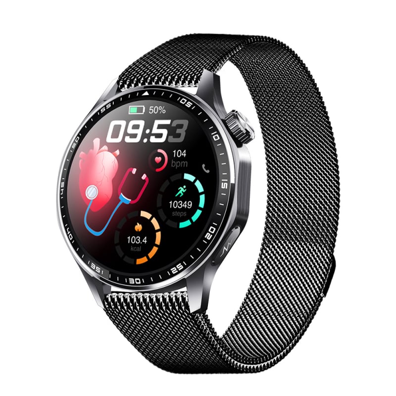 F210 Pametni sat s kružnim zaslonom – praćenje otkucaja srca, sna, krvnog tlaka i SpO2, Bluetooth pozivi, 7–14 dana trajanja baterije, kućište od titanija