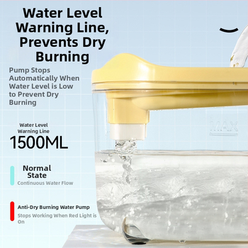 Φοντάν νερού κατοικίδιών με διαφανή κυκλοφορία νερού, ήσυχη λειτουργία, ευφυής προστασία ενάντια σε ξηρό κάψιμο, κατάλληλο για γάτες και σκύλους, πλήρως αυτοματοποιημένο — PJY-001, 500 g