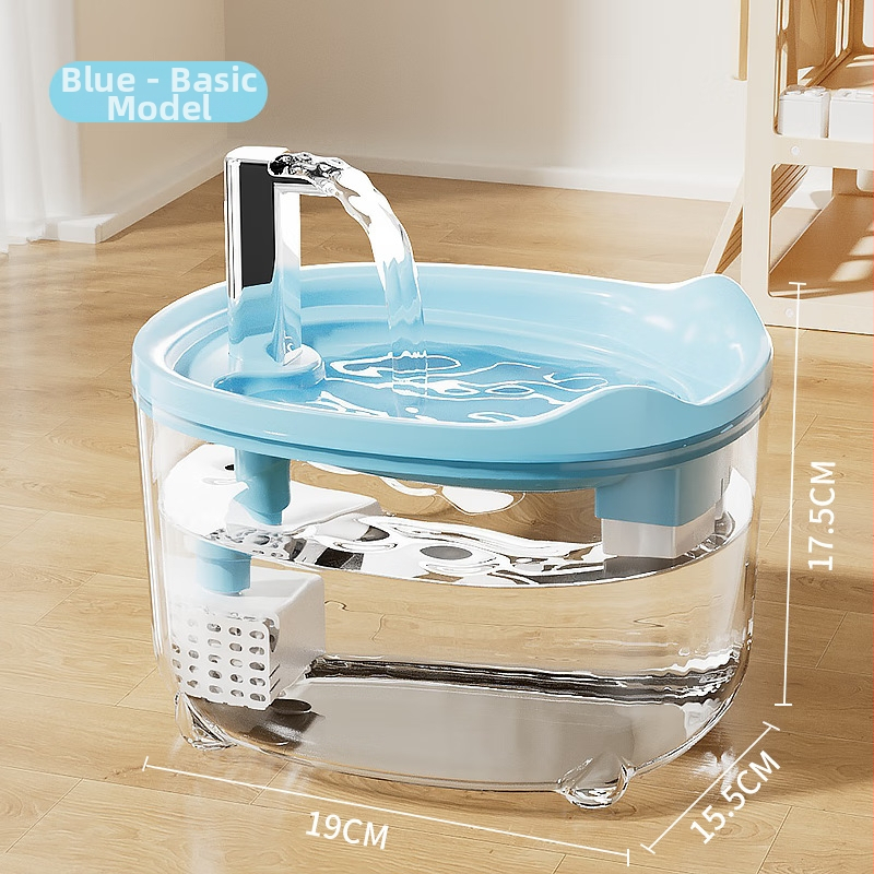 Φοντάν νερού κατοικίδιών με διαφανή κυκλοφορία νερού, ήσυχη λειτουργία, ευφυής προστασία ενάντια σε ξηρό κάψιμο, κατάλληλο για γάτες και σκύλους, πλήρως αυτοματοποιημένο — PJY-001, 500 g