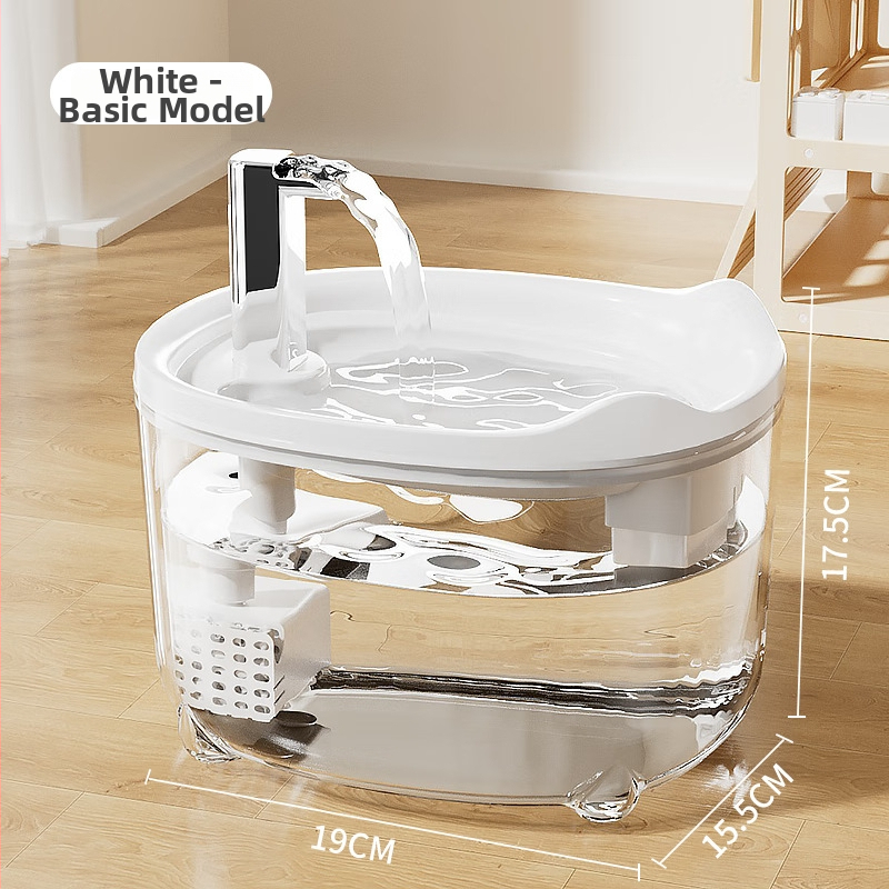 Φοντάν νερού κατοικίδιών με διαφανή κυκλοφορία νερού, ήσυχη λειτουργία, ευφυής προστασία ενάντια σε ξηρό κάψιμο, κατάλληλο για γάτες και σκύλους, πλήρως αυτοματοποιημένο — PJY-001, 500 g