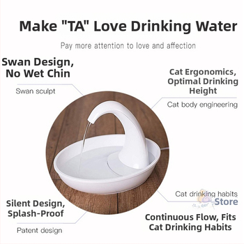 PioneerPet Swan Distribuitor de apă pentru animale de companie – pentru câini și pisici, detașabil, greutate 0,65 kg